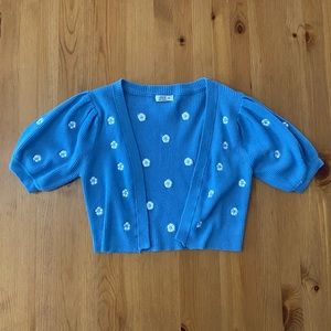 Blue floral crop top cardigan